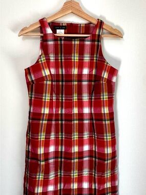 Vintage 90s Esprit de Corp Red Plaid Mini Dress Size 3/4
